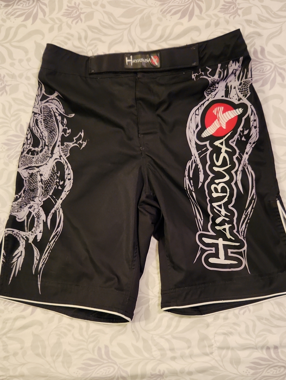 Hayabusa Men’s Black Athletic Fight Shorts with Dragon Graphic